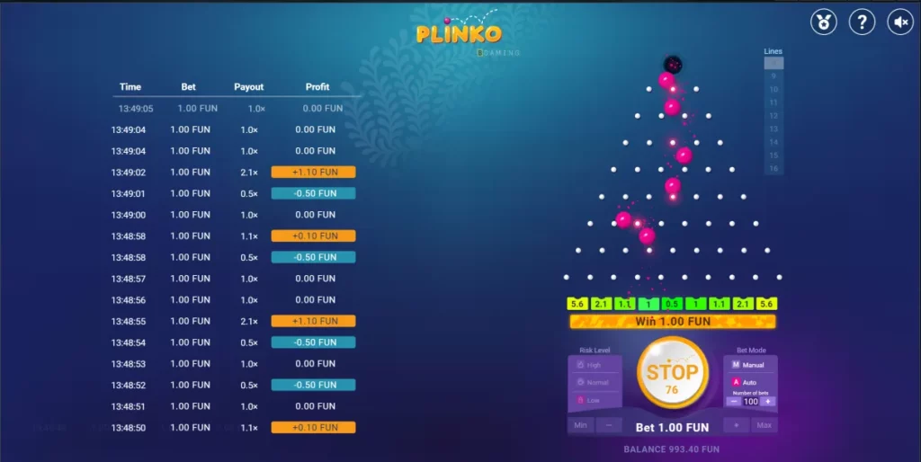 Play Plinko at 1xBet